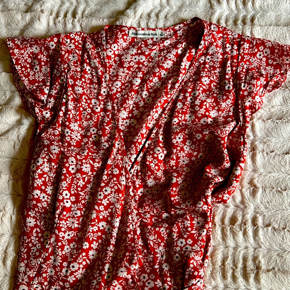 Abercrombie & Fitch orange & white wrap dress - Size S